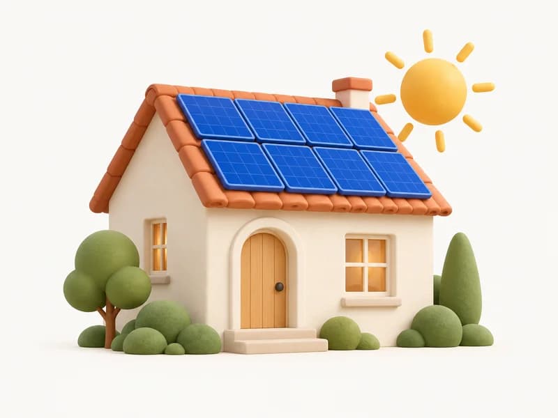 Maison avec panneaux solaires, illustration d’un secteur de demandes de services.